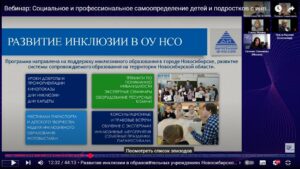 Скриншот видеозаписи межрегионального вебинара 4 апреля 2025 о социальном и профессиональном самоопределении детей и подростков с инвалидностью в Москве и регионах