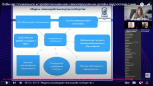 Скриншот видеозаписи межрегионального вебинара 4 апреля 2025 о социальном и профессиональном самоопределении детей и подростков с инвалидностью в Москве и регионах